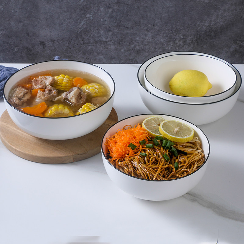 日式大汤碗家用陶瓷拉面碗7英寸面碗8英寸汤碗汤盆大号喝汤碗创意_虎窝淘