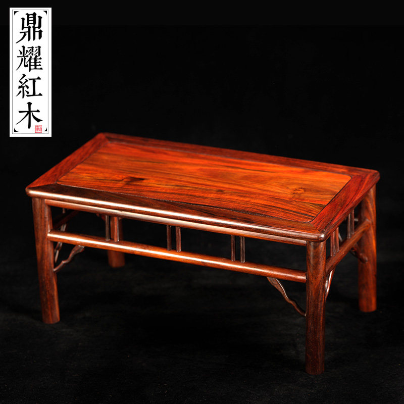 红木条案底座小桌奇玉石盆景花瓶紫砂壶古董架 红酸枝条纹底座
