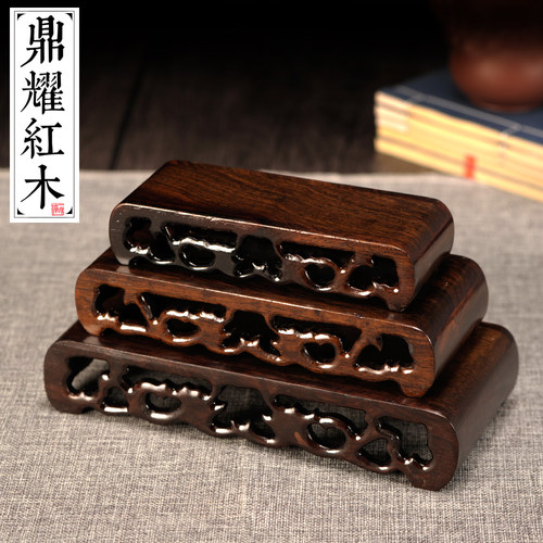 长方形根雕木质书卷佛像奇石底座