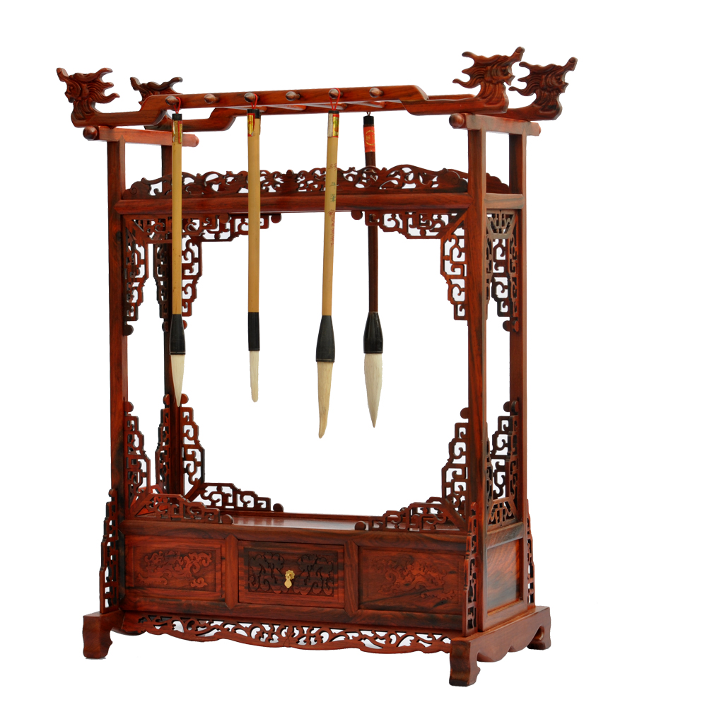 红木红酸枝笔架毛笔笔挂大号套装