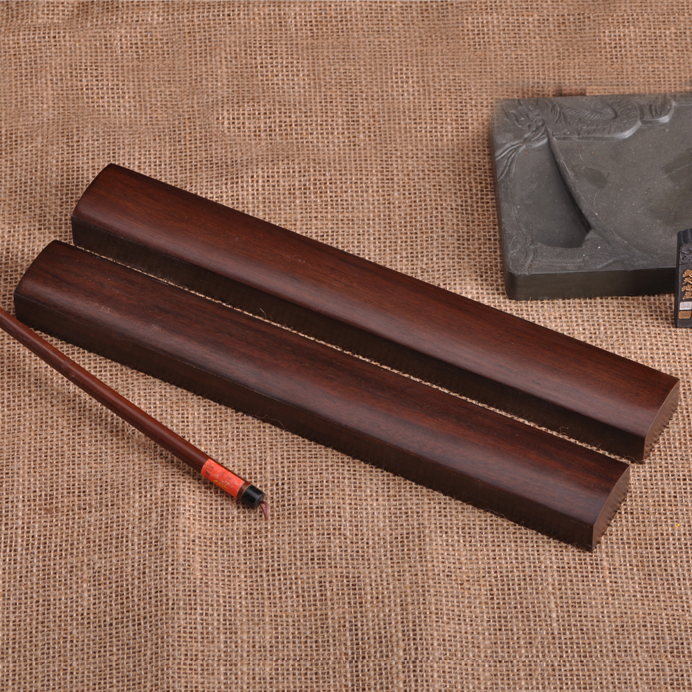 黑梓木红木根雕压尺压纸书画