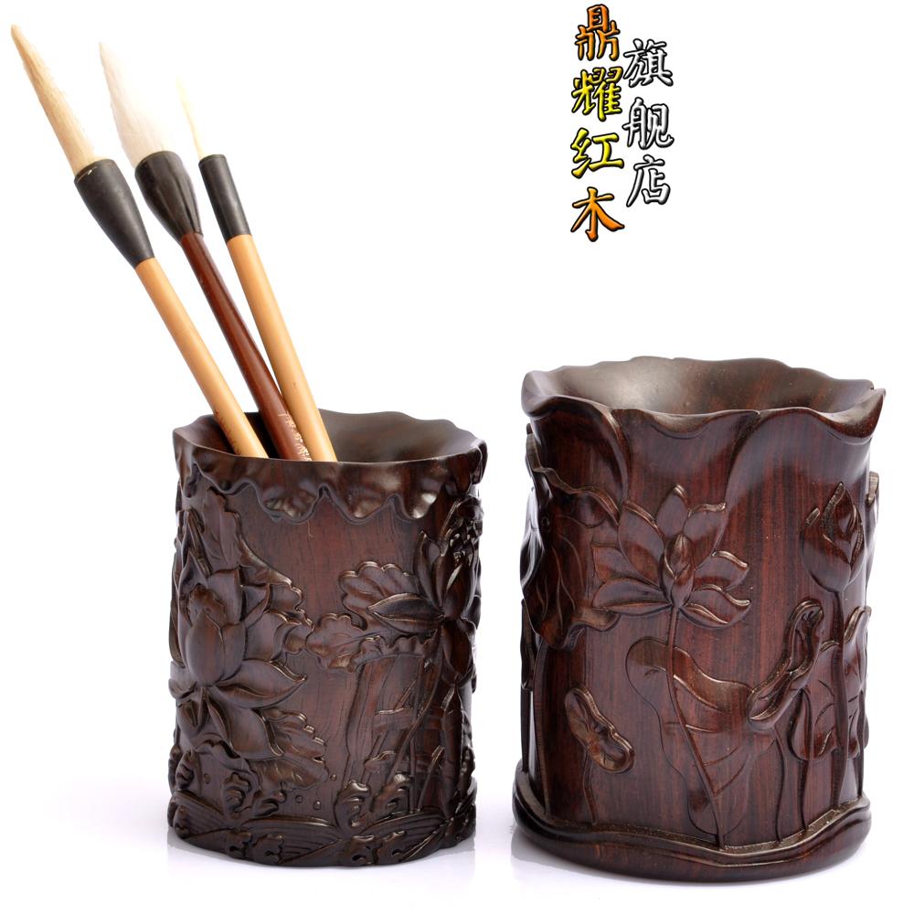 古典风红木笔罐开业送礼包邮精雕