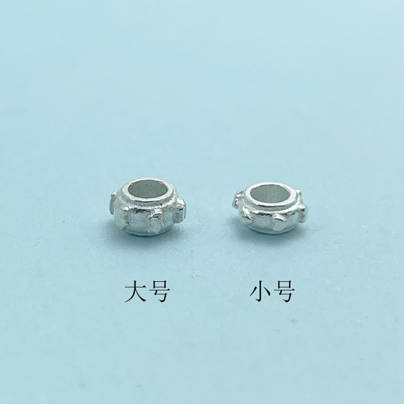 S925纯银饰配件錾刻锤纹盘缠银圈