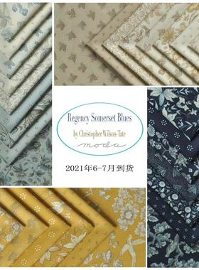 清仓！MODA进口高档纯棉DIY手工拼布布料/布料 经典蓝黄色系1/4米