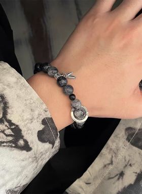 新中式冰裂串珠手链男款潮男高颜值2024新款小众高级感手串