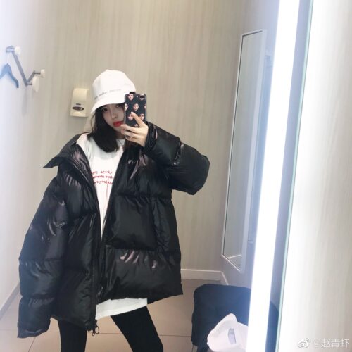 黑色立领羽绒棉服外套加厚棉袄
