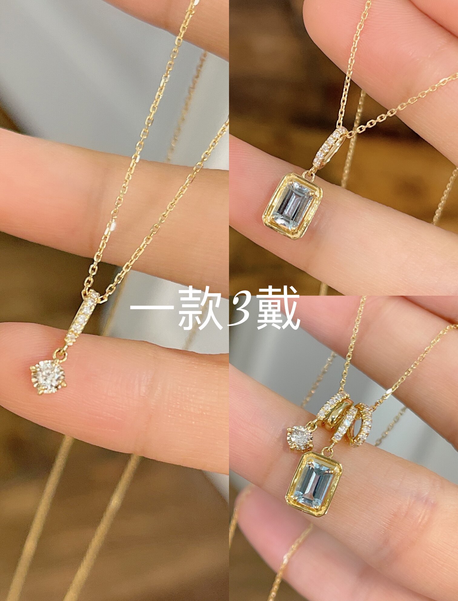 0.25ct Diamond & 0.50ct Aquamarine 18k Gold Necklace - Product image 3