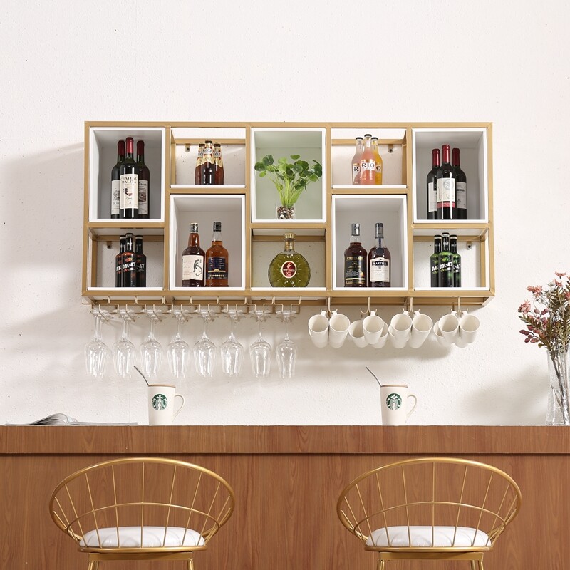 简约现代红酒柜悬挂式酒杯架倒挂墙上置物架创意客厅装饰壁挂酒架