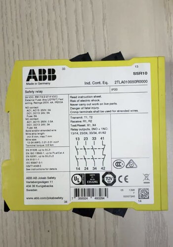 ABB安全继电器 SSR10/SSR20/BSR10/TSR10/BSR11，原装正品现货