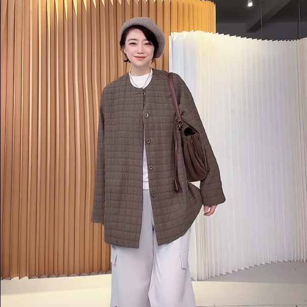【U.M】圆领艺术褶皱肌理感风风衣