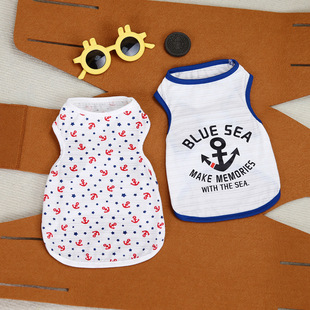 宠物狗狗背心吊带泰迪比熊狗狗背心衣服春夏24水手系背心棉休闲公