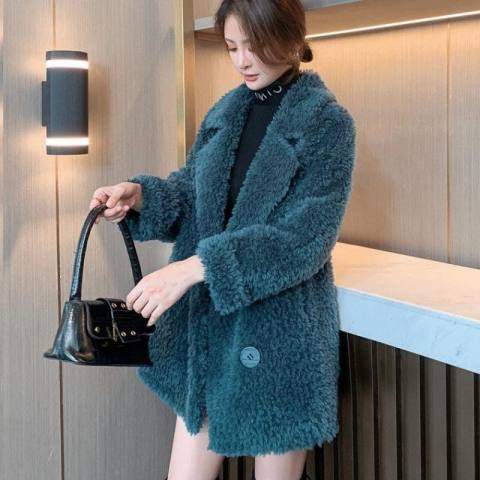 加厚仿羊羔绒外套女中长款冬新款宽松显瘦粒绒大衣