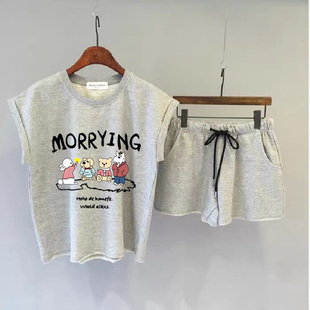 夏季新款大码休闲时尚运动套装无袖上衣短裤爆款两件套