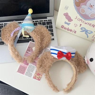 可爱达菲熊水手海军帽发箍迪士尼卡通甜美毛绒头箍游乐园少女发饰