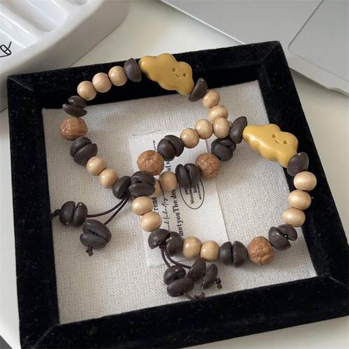 咖啡豆手串檀木云朵原创设计小众高级复古趣味情侣闺蜜生日礼物