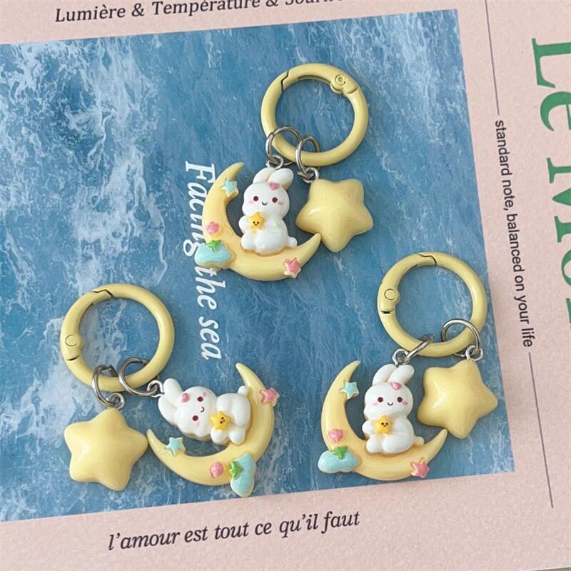 月亮兔星星钥匙圈可爱卡通少女心钥匙扣学生书包挂件闺蜜情侣礼物