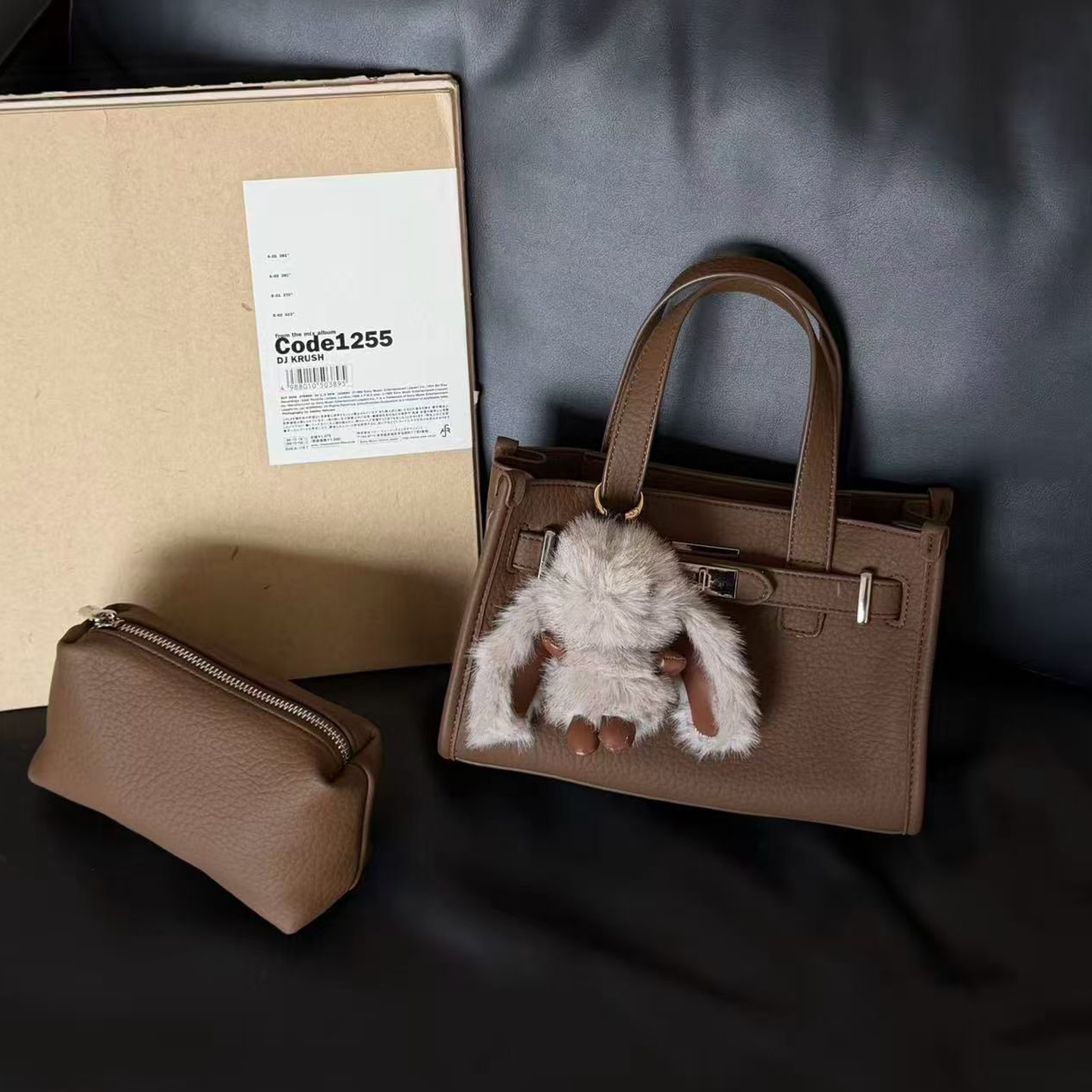 韩版ins质感荔枝纹牛皮通勤凯莉手提包皮带扣装饰百搭单肩斜挎包