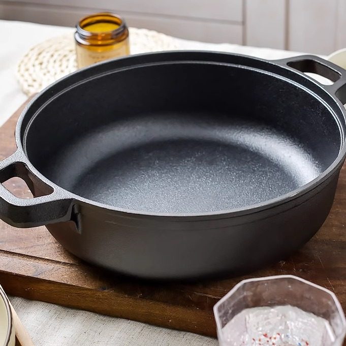 无涂层加深平底锅铸铁煎锅多用不粘锅水煎包生铁烙饼锅电磁炉