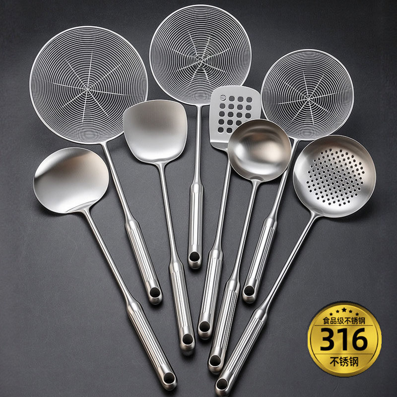 罗马柱手柄316不锈钢锅铲加厚炒菜铲子勺子漏勺家用炒勺汤勺