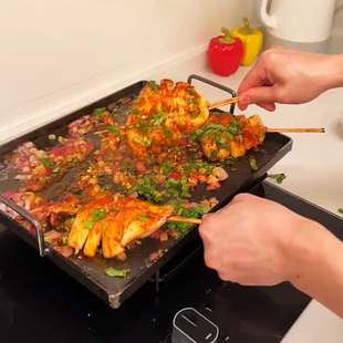 网红铁板烧烤盘长方形铁锅平底锅铁板烧盘加厚煎锅烧烤家用专用锅