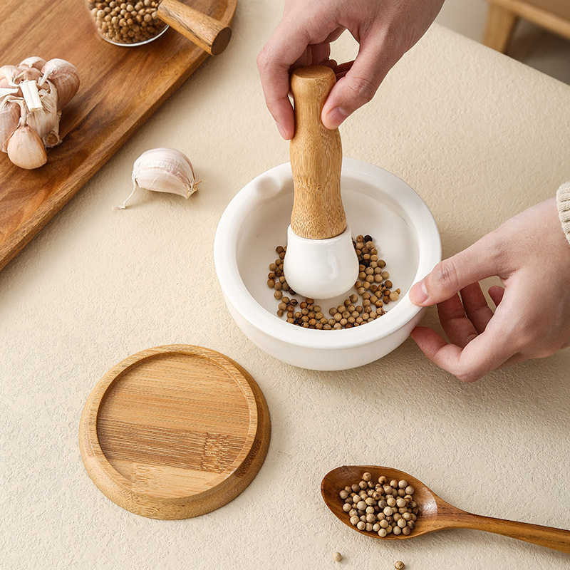 家用陶瓷捣蒜器研磨碗掏碎专用果蔬米糊工具打磨碗罐捣蒜器擂辣椒