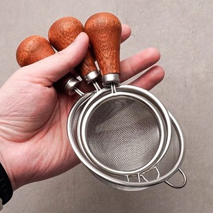新厨房不锈钢超细沙比利木柄漏勺过滤网筛专用鱼汤密漏豆浆小滤网