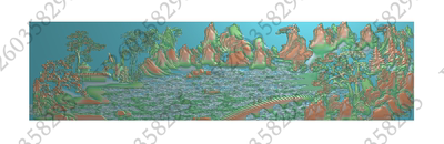 迎客松精雕图灰度图 长幅  山水画 花鸟 3.5