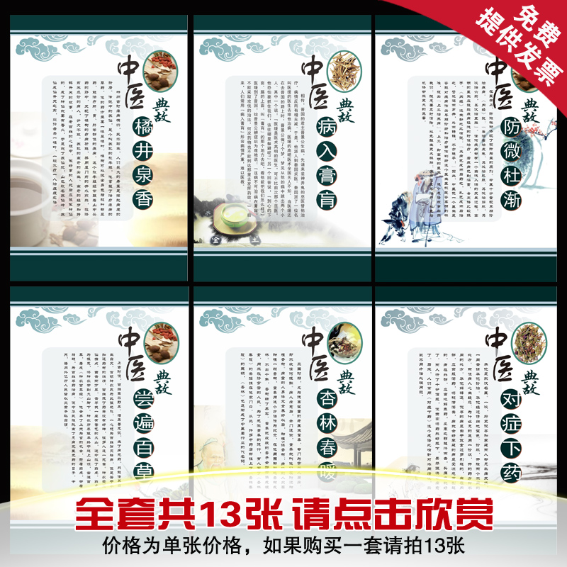 中医传统文化宣传海报 中医典故知识宣教挂图 中医院