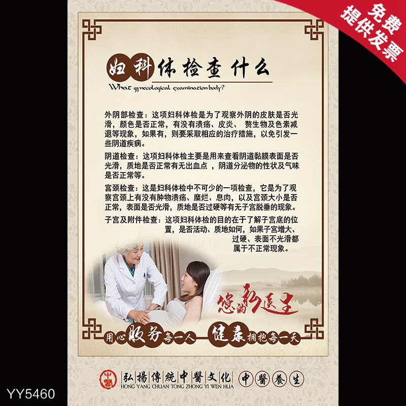 中医妇科体检知识挂图女性健康宣传海报中医养生馆装饰布置墙贴画