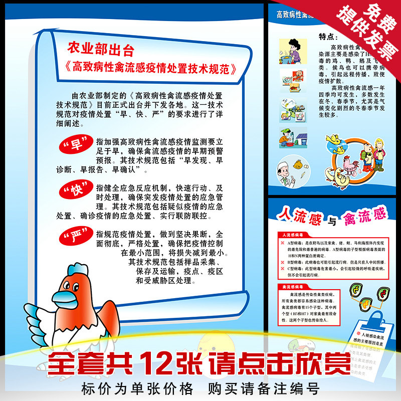 医院健康宣传栏知识海报 农业部出台禽流感疫情处置技术规范挂图