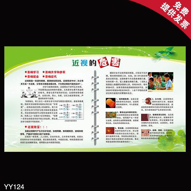 近视对眼睛的危害知识宣传海报 保护视力近视宣传海报 眼科墙贴