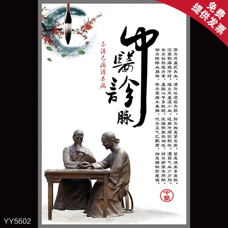 中医诊脉养生文化宣传海报中医文化知识科普挂图养生馆装饰墙贴画