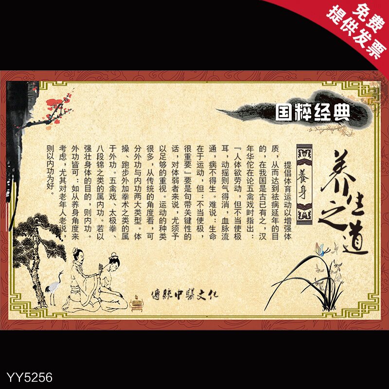 中医养生之道挂图 中华传统国粹经典知识海报 养生馆装饰布置墙贴