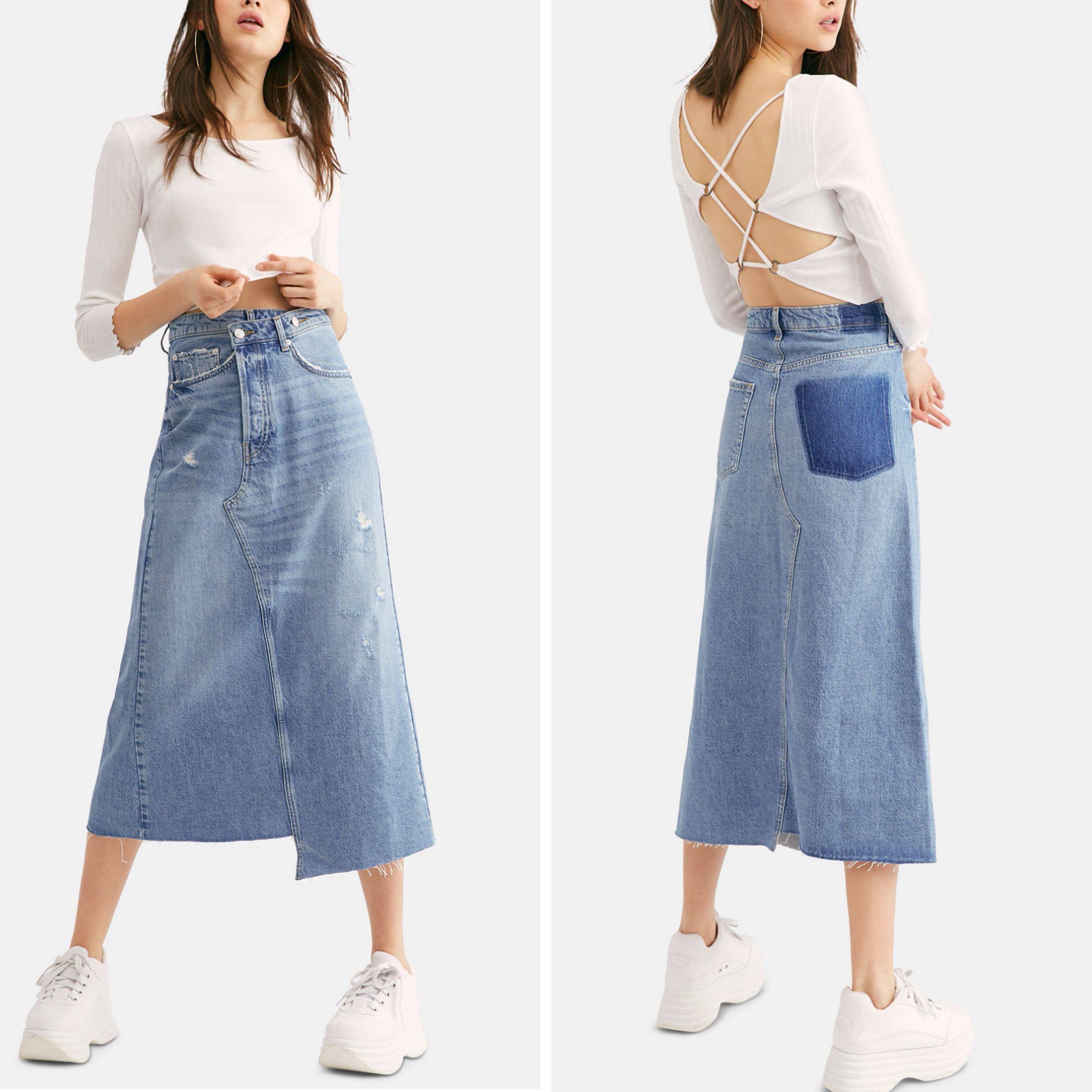 美国直邮代购 FREE PEOPLE女士不对称设计midi长款牛仔裙 发贝海|msdalam kategori Butik wanita / wanita, skirt - dari Buy2taobao.com untuk memberikan perkhidmatan ejen Taobao profesional membeli