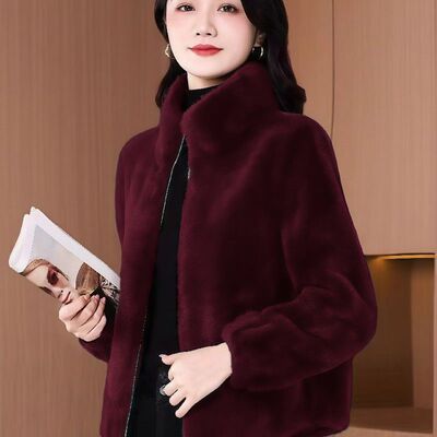 高档洋气纯色短款立领外套2025爆款冬季开衫时尚百搭加厚保暖女装