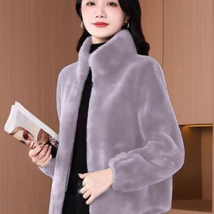 高档洋气纯色短款立领外套2025爆款冬季开衫时尚百搭加厚保暖女装