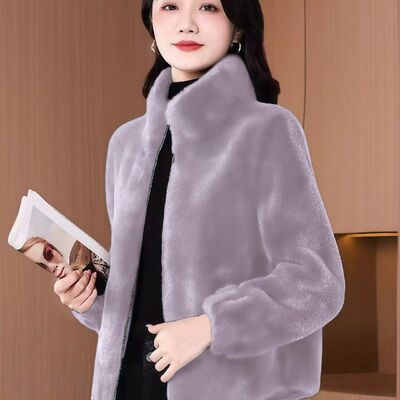 高档洋气纯色短款立领外套2025爆款冬季开衫时尚百搭加厚保暖女装