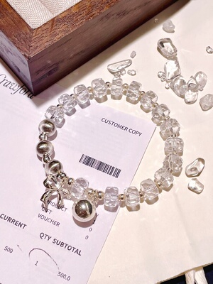 天然白水晶手链女款单圈