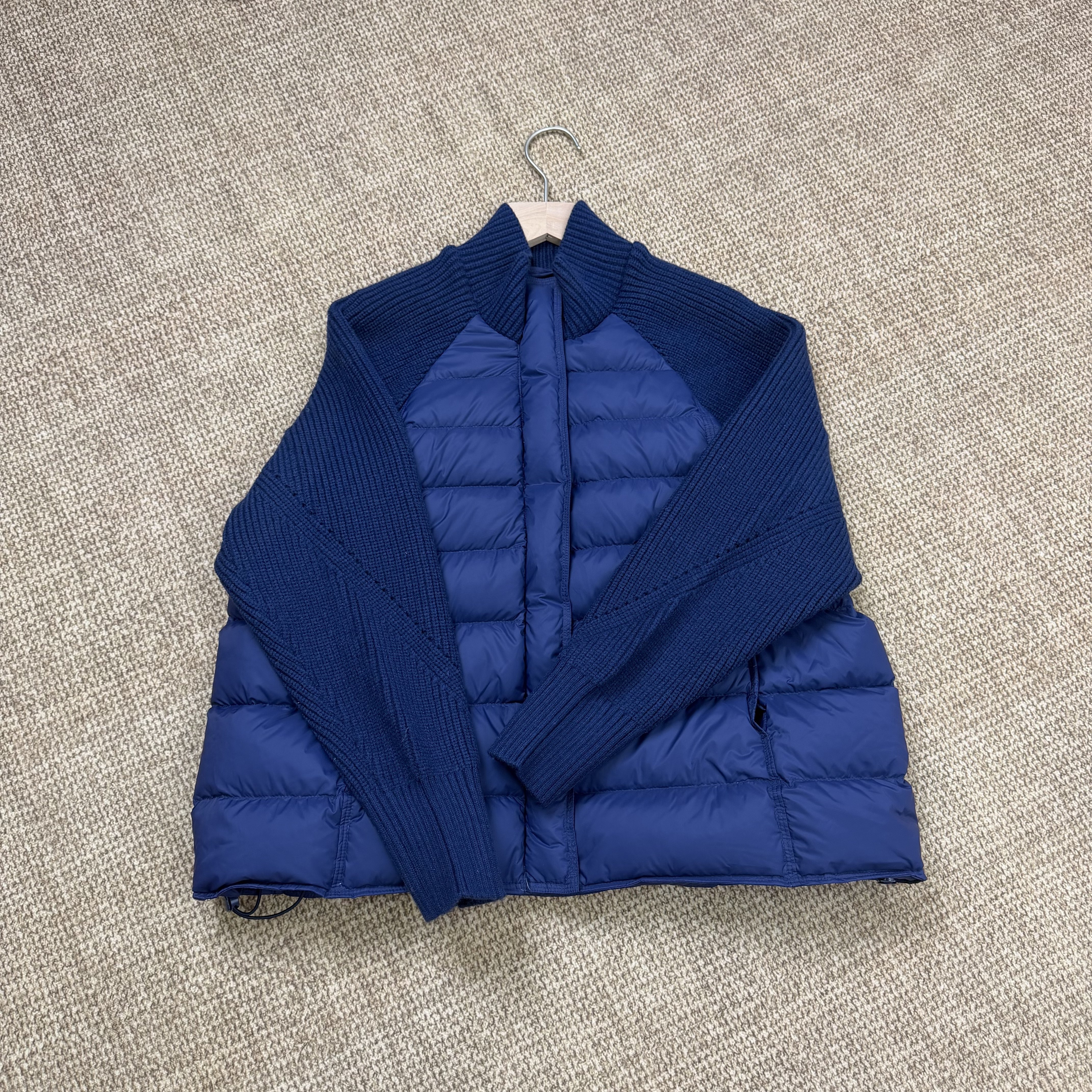 针织拼接95白鸭绒羽绒服