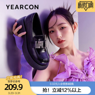 意尔康松糕厚底乐福鞋女2026春款英伦小皮鞋时尚百搭一脚蹬单鞋