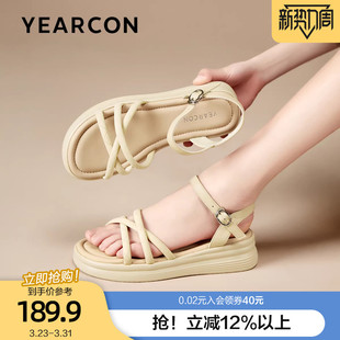 外穿一字带防滑软底休闲旅游沙滩凉鞋 款 女2026夏季 意尔康厚底凉鞋