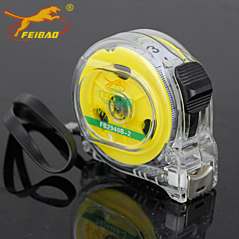 飞豹透明防摔打钢卷尺公分尺公英制3米 5米 10米钢卷尺黄公英尺子