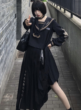 【木子酱JK】原创尘芒JK制服学生春秋新款不良长裙学院风大刺绣女