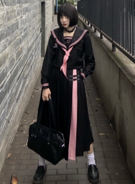 【木子酱JK】原创兔熊JK制服日系水手服长袖暗黑不良长裙春秋新款