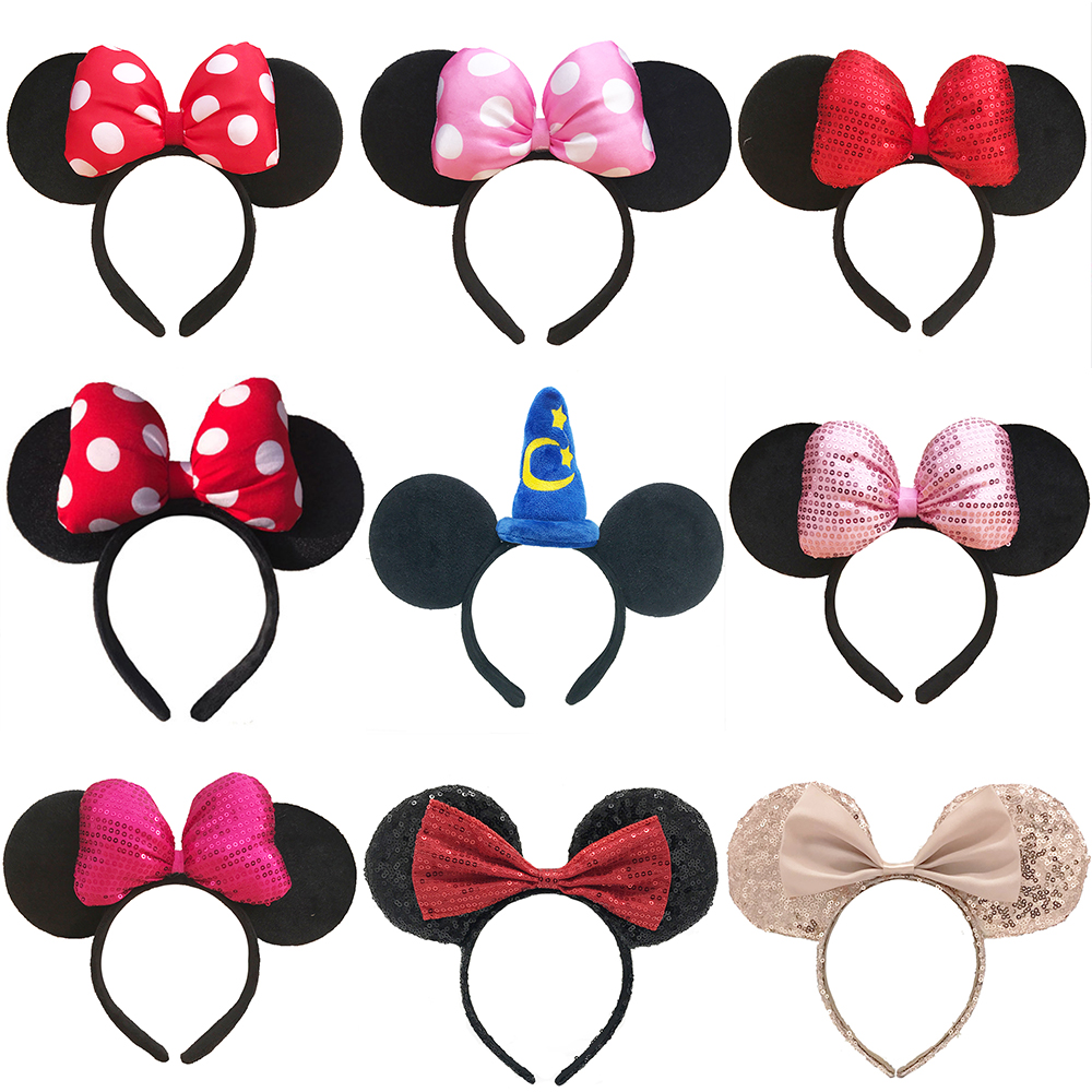 儿童节表演出米老鼠头饰道具米奇米妮耳朵头箍成人蝴蝶结发卡发箍