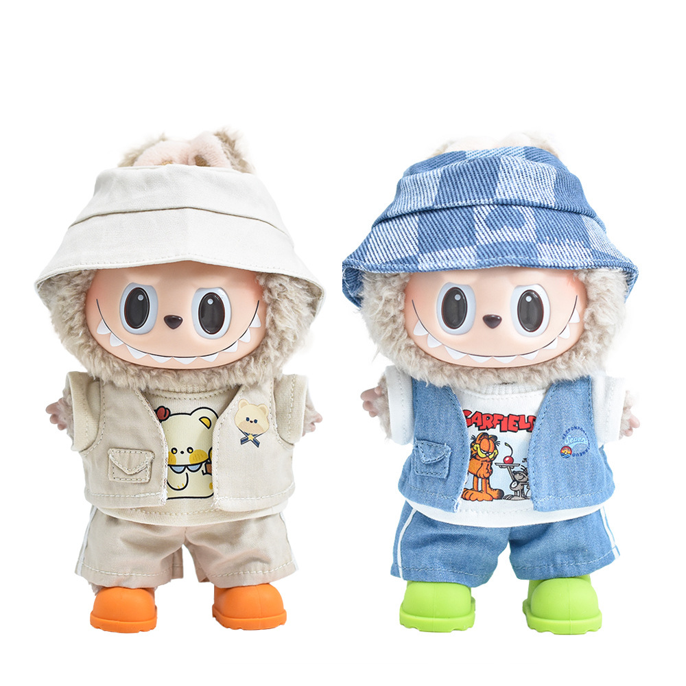 labubu娃衣17cm拉布布牛仔衣服