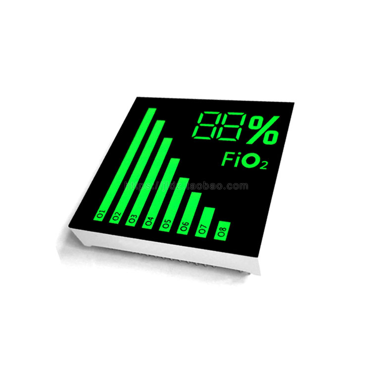 现货供应FiO2 88%百分符号图标志带梯形流量翠绿色显示屏53*53mm