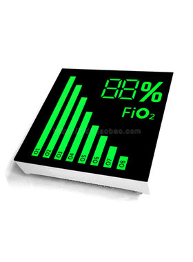 现货供应FiO2 88%百分符号图标志带梯形流量翠绿色显示屏53*53mm