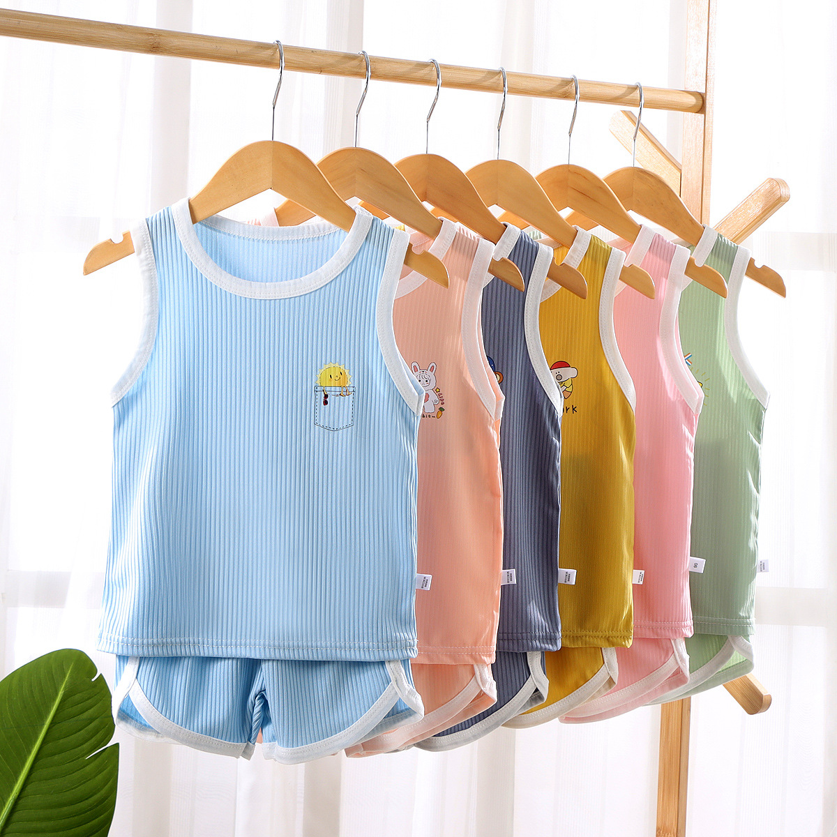 新款儿童速干衣无袖背心套装夏季冰丝凉感衣服男童女童两件套童装