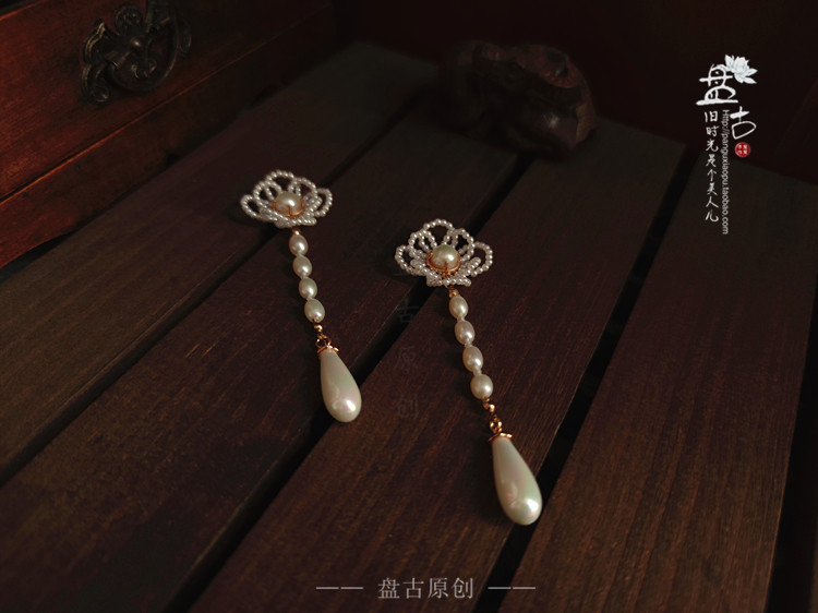 四时春/盘古原创/古典玉石珍珠耳钉民国风旗袍汉服百搭新中式耳环